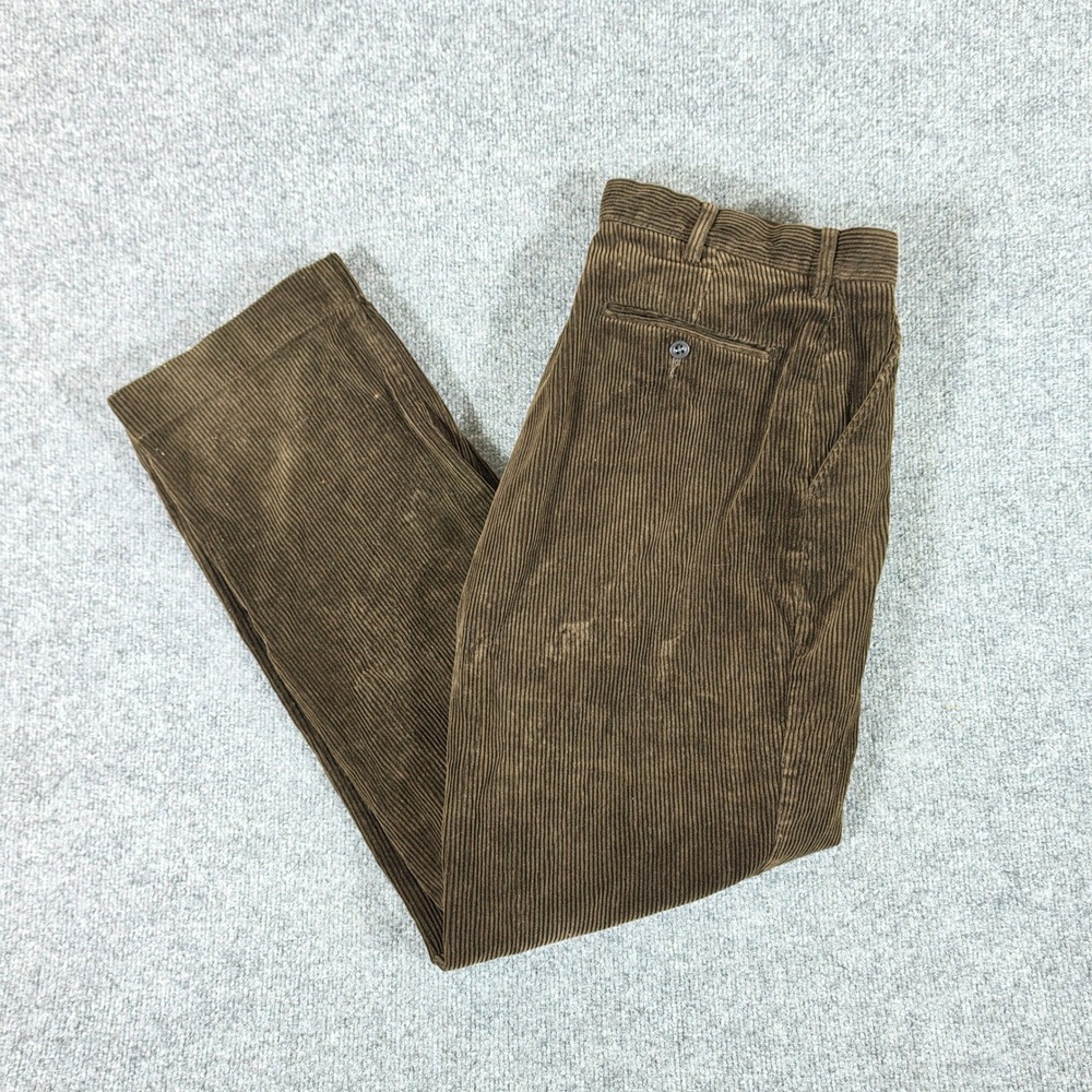 New Without Tags VTG Polo Ralph Lauren Dark Brown Corduroy Pants Mens Tag 34x30